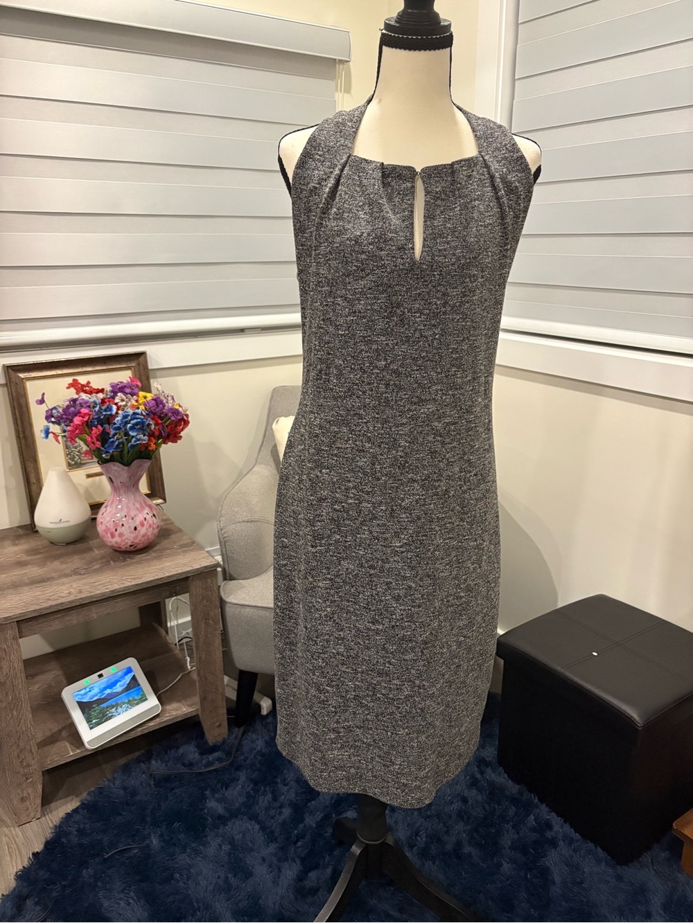 Max Studio Grey Marled Knit Halter Sheath Dress - Size Medium